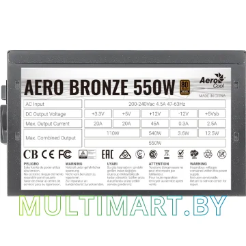 Блок питания AeroCool Aero Bronze 550W картинка 3